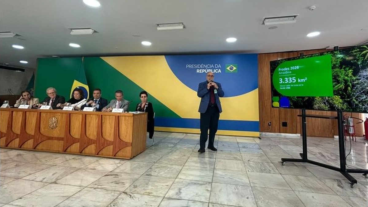 Coletiva de apresentação dos dados do Prodes 2026 sobre desmatamento.